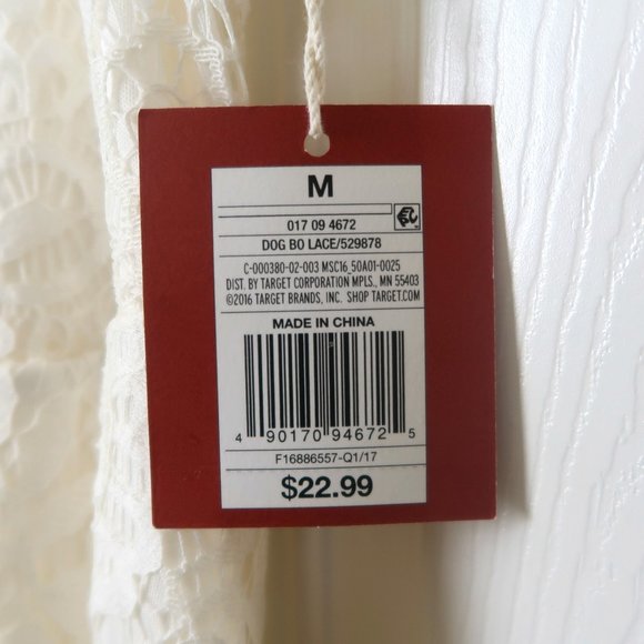 Boho Ivory Lace Mini Shift Dress Medium - Picture 4 of 6